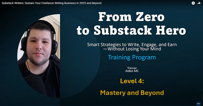 From Zero to Substack Hero Level 4 Intro on YouTube